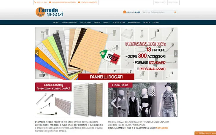Sito web per azienda che commercializza arredamento per negozi