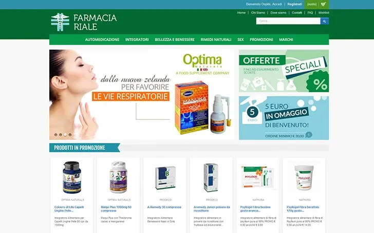 Sito internet di farmacia per la vendita online di prodotti per il benessere, integratori e farmaci SOP