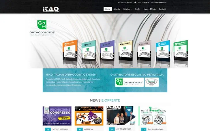 Sito web per azienda specializzata nella commercializzazione e vendita di prodotti per Ortodonzia